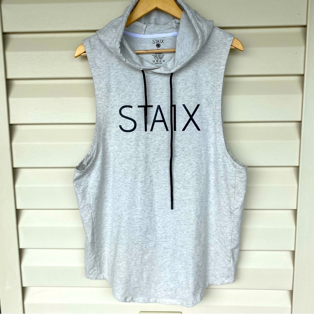 Staix Men’s Gray Sleeveless Workout Hoodie Size L